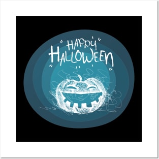 Halloween Scary Evil Pumpkin Funny Pumpkin Head Posters and Art